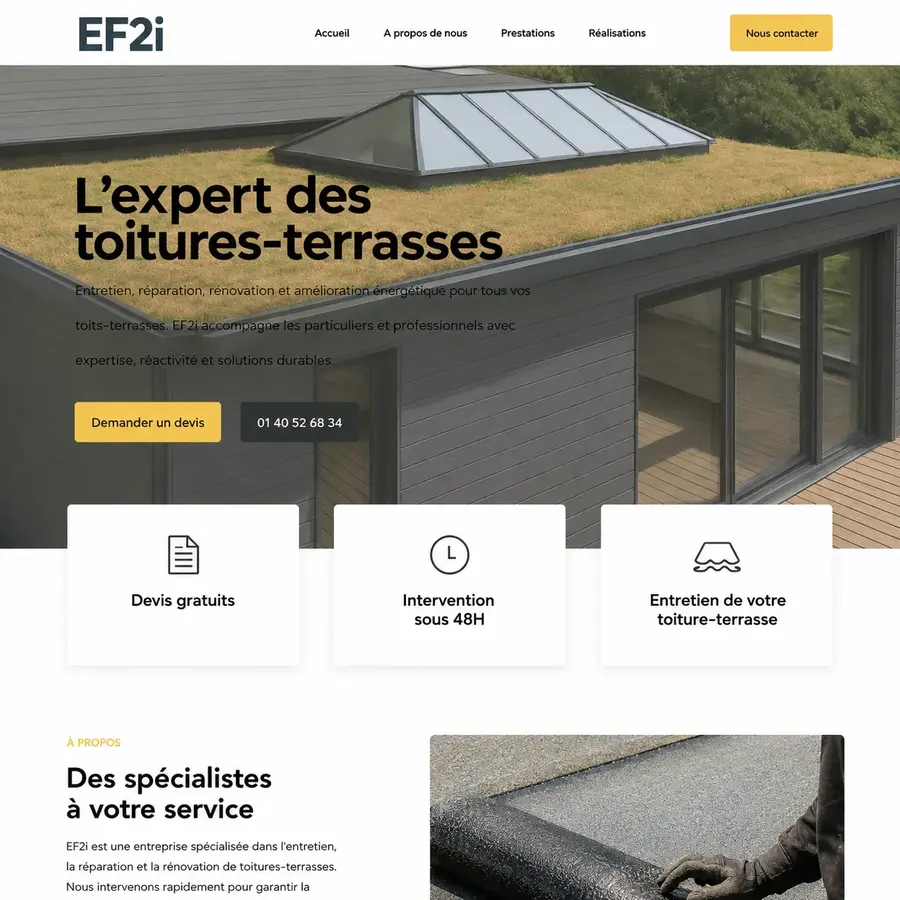 Site vitrine EF2i, l'expert des toitures-terrasses